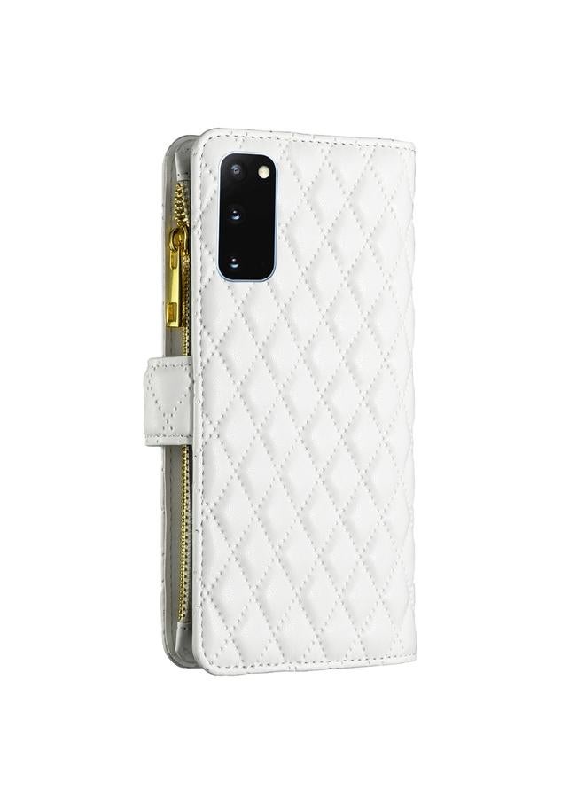 erorex Case For Samsung Galaxy S20 Diamond Lattice Zipper Wallet Leather Flip Phone Case - Image 3