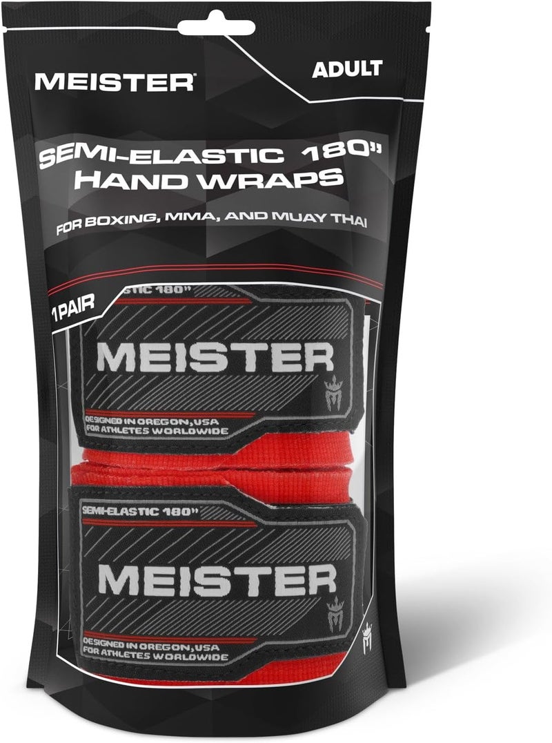 Meister Adult 180" Semi-Elastic Hand Wraps for MMA & Boxing (Pair) - Image 3