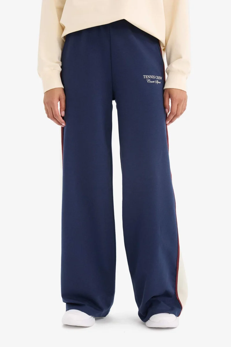 ديفاكتو DeFactoFit Wide Leg Pocketed Sweatshirt Fabric Trousers