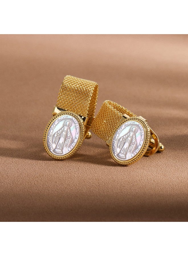 HAWSON Religious Cufflinks For Men With Chain - Gifts For Christian, Church Member, Pastor On Church Christmas Easter - Faith Jewelry Or Accessories, Shiny Gold Tone Mother Of Pearl Cuff Links. (Jesus) - Image 5