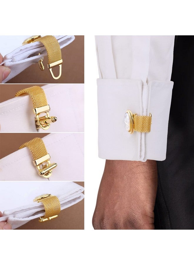 HAWSON Religious Cufflinks For Men With Chain - Gifts For Christian, Church Member, Pastor On Church Christmas Easter - Faith Jewelry Or Accessories, Shiny Gold Tone Mother Of Pearl Cuff Links. (Jesus) - Image 3