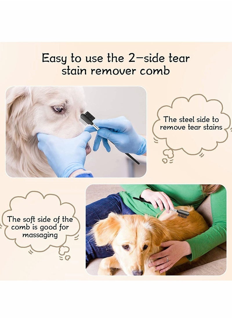 Excefore - Tear Stain Remover Comb, Double-Sided Dog Eye Comb Brush, Dog Flea Combs Double Head Grooming Comb Multipurpose Tool, for Pet Cat Dogs Removing Eye Crust and Mucus (7 Pieces) - Image 1