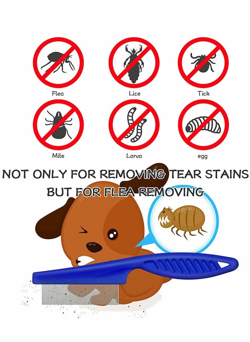 Excefore - Tear Stain Remover Comb, Double-Sided Dog Eye Comb Brush, Dog Flea Combs Double Head Grooming Comb Multipurpose Tool, for Pet Cat Dogs Removing Eye Crust and Mucus (7 Pieces) - Image 1