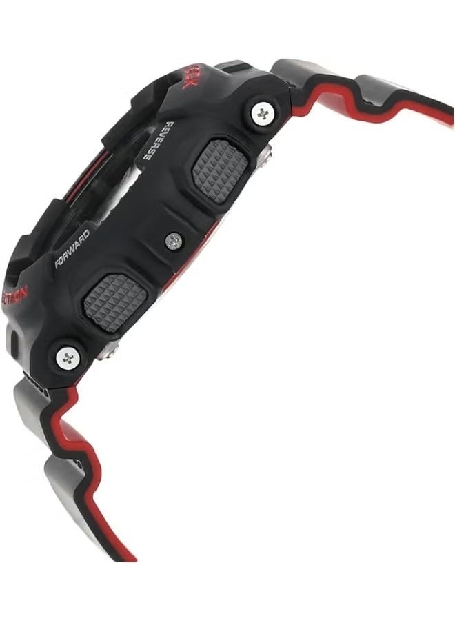 G-SHOCK ساعة يد رقمية وتناظرية للرجال بحزام راتينج دائري - أسود - GA-110HR-1ADR - Image 5