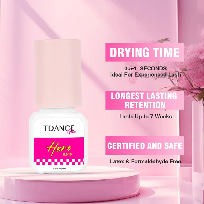 TDANCE Eyelash Extension Glue /0.5-1 Sec Dry/Retention â€“ 7 Weeks/Lash Extension Glue for Professional Use Only (0.17 fl. oz / 5ml) - Image 3