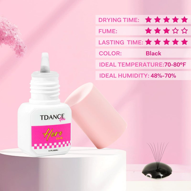 TDANCE Eyelash Extension Glue /0.5-1 Sec Dry/Retention â€“ 7 Weeks/Lash Extension Glue for Professional Use Only (0.17 fl. oz / 5ml) - Image 4