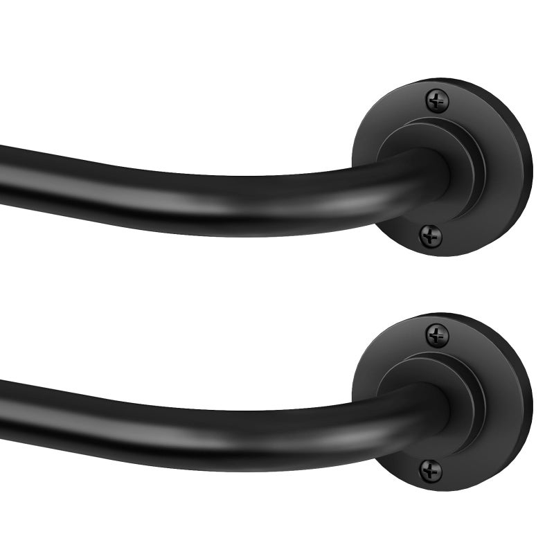 Hei! Dear 2 Pack Black Curtain Rods for Windows 28 to 48 Inch,Blackout Curtain Rod,Wrap Around Curtain Rod,5/8 Inch Adjustable Bedroom Curtain Rods,Curved Small - Image 1