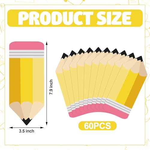 Maniaacer 60 Pcs Pencil Cutouts Pencil Name Tags Classroom Pencils Bulletin Board Cutouts Back to School Decorations Pencils Themed Tags with Glue Points for School Classroom Bulletin Board Locker Decor - Image 2