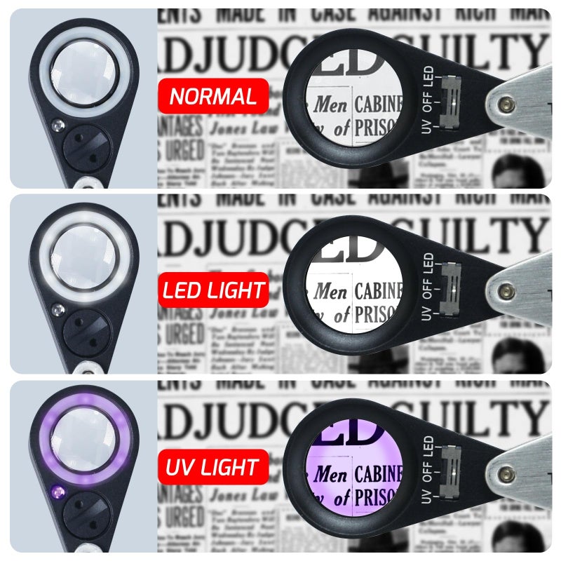 Gain Express Jewelers Loupe Magnifier, Jewelry Loop Magnifier with Light, Hastings Triplet Loupe 10X for Coin, Gem, Stamp, Diamond etc (White LED & UV Light) - Image 4