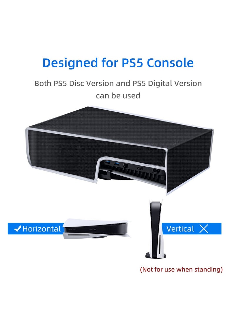 Dust Cover For PS5 Dustproof Cover Precision Cut Protective Case Anti Scratch Waterproof Cover Sleeve For Playstation 5 Console Digital Edition and Ultra HD Edition(Not for PS5 Slim) - Black Horizonta  - Image 2
