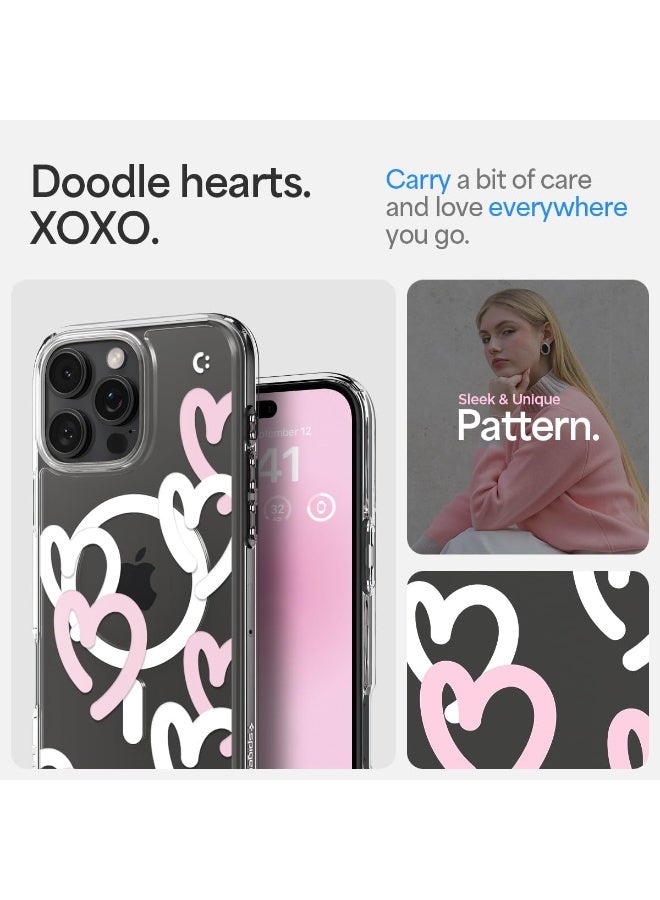 Spigen غطاء حماية Ultra Hybrid MagFit لهاتف iPhone 16 Pro Max مزود بـ MagSafe (2024) - قلوب بيضاء وردية - Image 2