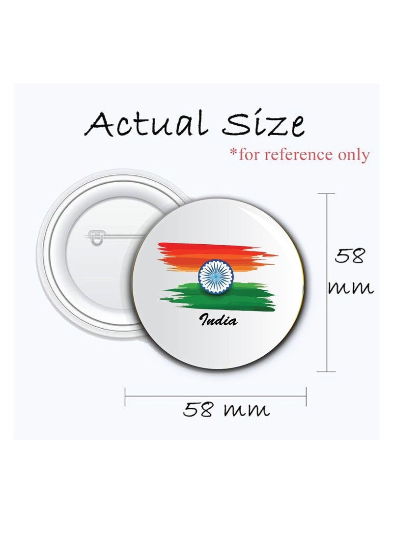 Generic India Republic Day - Indian Round Pin-back Button Brooch Lapel Pin - India Flag Badges - Perfect for Jackets - Bags - Gifts for Independence Day  - Image 3