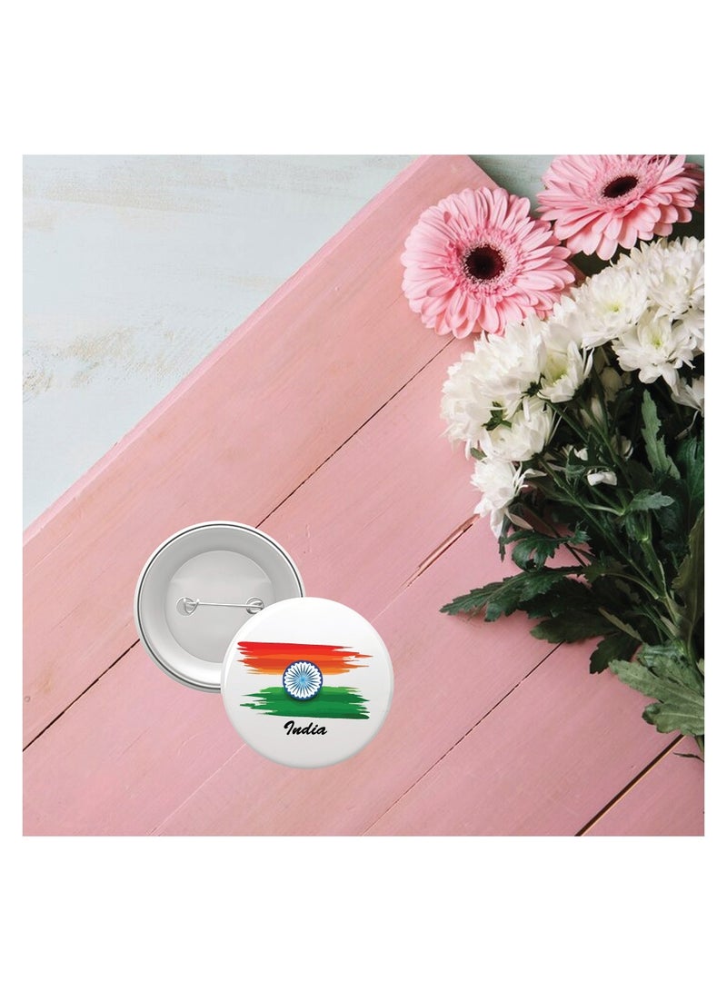 Generic India Republic Day - Indian Round Pin-back Button Brooch Lapel Pin - India Flag Badges - Perfect for Jackets - Bags - Gifts for Independence Day  - Image 4