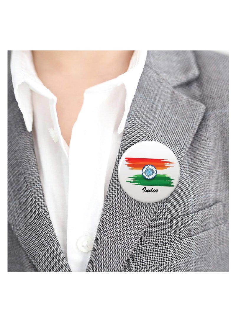 Generic India Republic Day - Indian Round Pin-back Button Brooch Lapel Pin - India Flag Badges - Perfect for Jackets - Bags - Gifts for Independence Day  - Image 5