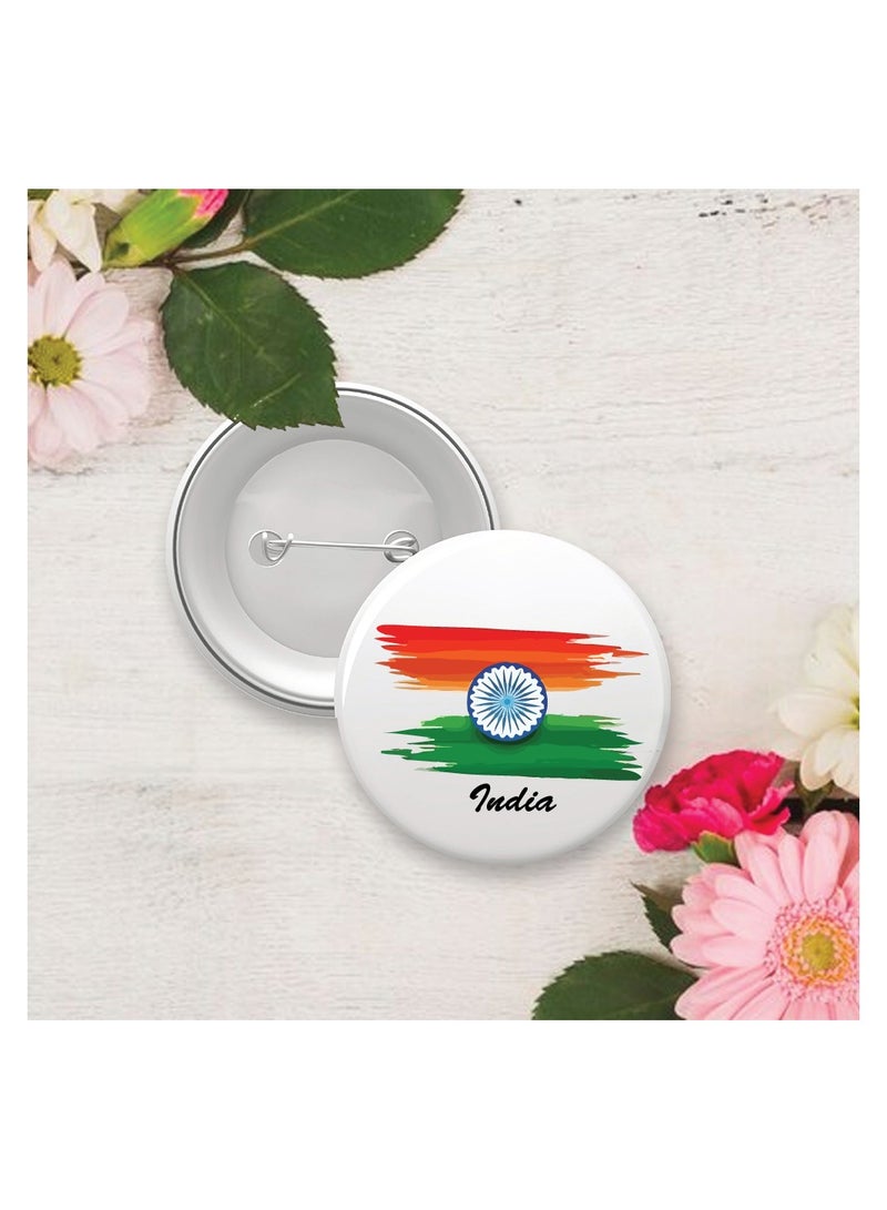 Generic India Republic Day - Indian Round Pin-back Button Brooch Lapel Pin - India Flag Badges - Perfect for Jackets - Bags - Gifts for Independence Day  - Image 2