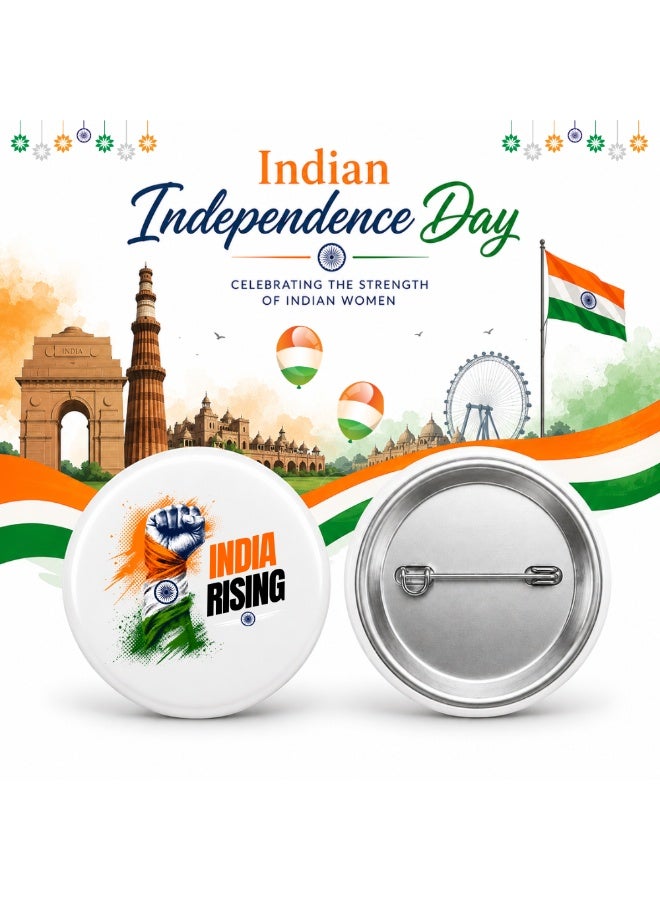India Republic Day - Indian Round Pin-back Button Brooch Lapel Pin - India Flag Badges - Perfect for Jackets - Bags - Gifts for Independence Day - Image 2