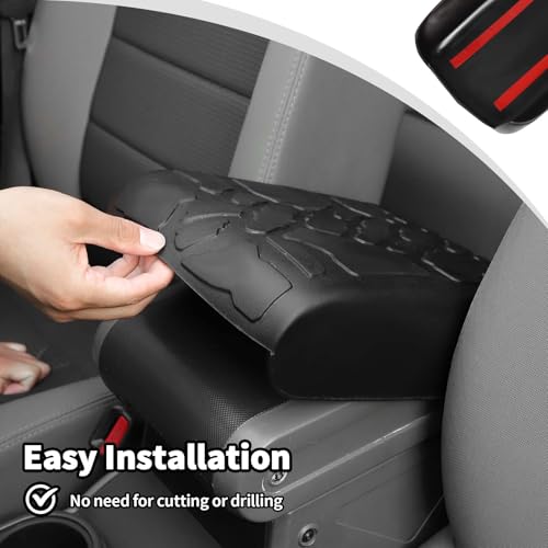 JWWY Armrest Cover Case Pad Center Console Cover Decoration Protective Cover Trim Fit for 2006-2010 Jeep Wrangler JK Interior Accessories Black Rubber - Image 4