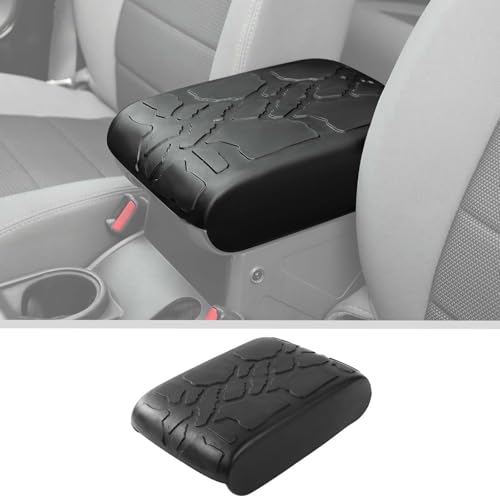 JWWY Armrest Cover Case Pad Center Console Cover Decoration Protective Cover Trim Fit for 2006-2010 Jeep Wrangler JK Interior Accessories Black Rubber - Image 1