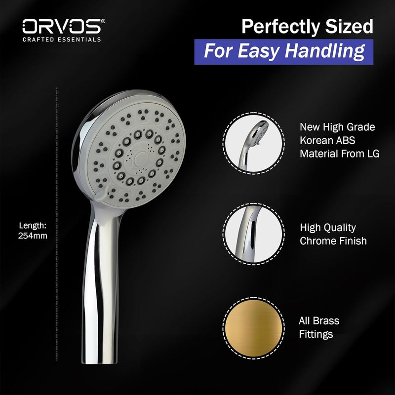 Orvos Hand shower multifunction 4x4 inches RainMist Head only Chrome plated with high grade Korean ABS material from LG for high end luxury bathrooms set of 1 - Image 3