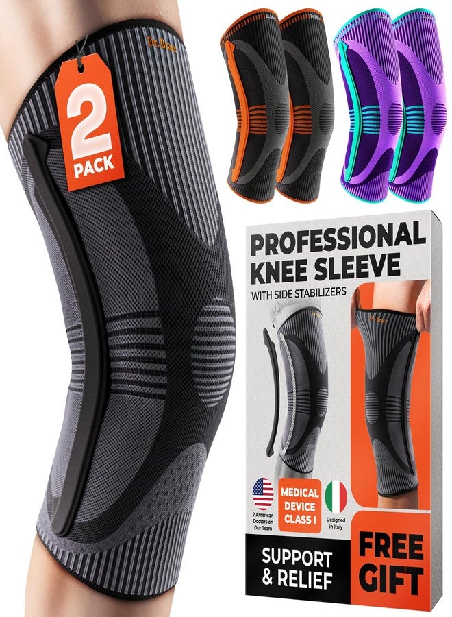 DR. BRACE ELITE Knee Brace with Size Stabilizer (2 Pack) Knee Brace for Women & Men, Workout, Sports, Daily Knee Compression Sleeve for Maximum Knee Pain Support & Fast Recovery (Pluto, Medium) - Image 1