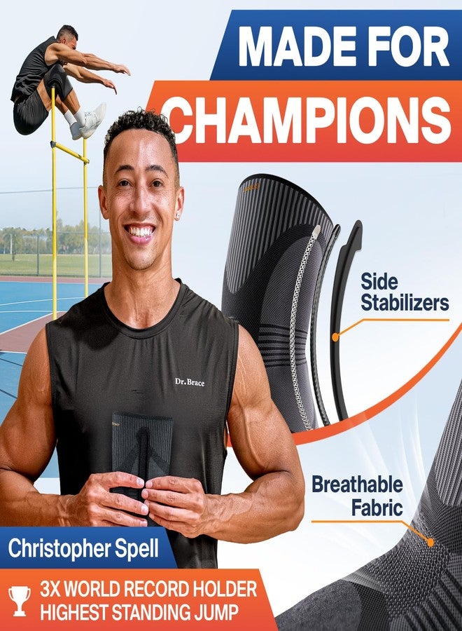 DR. BRACE ELITE Knee Brace with Size Stabilizer (2 Pack) Knee Brace for Women & Men, Workout, Sports, Daily Knee Compression Sleeve for Maximum Knee Pain Support & Fast Recovery (Pluto, Medium) - Image 3