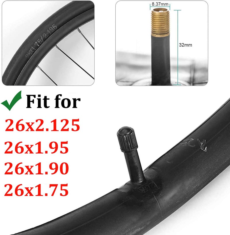 EddHomes 26 Inch Bike Tube 26X2.125 Bicycle Tube 26X1.90/26X1.95 Bike Tire Tube Replacement Bike Tube Road Bicycle Inner Tube Mountain Bike Inner Tube (26In Bike Tube 2Pcs) - Image 4