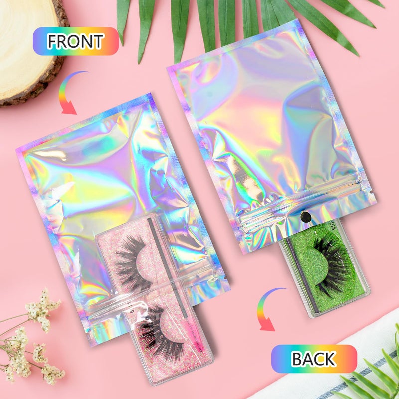 Funfery 100 pcs Mylar Holographic Bags Packaging Bags,Clear Resealable Bag Foil Pouch Bag for Party Favor,Goodies,Treat,Cards,Food Storage Baggies Packaging for Small Business(4x6in,Holographic) - Image 4