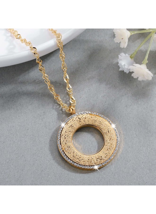 Qitian Islam Muslim Allah Ayatul Kursi 45 cm Chain Necklace for Women Jewelry Spirit Prayer Allah Pendants Necklaces（Gold/Rose Gold/Silver）, Stainless Steel, not known, - Image 4