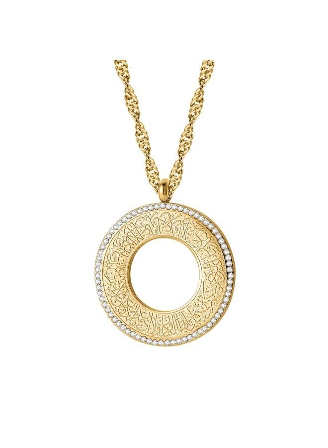 Qitian Islam Muslim Allah Ayatul Kursi 45 cm Chain Necklace for Women Jewelry Spirit Prayer Allah Pendants Necklaces（Gold/Rose Gold/Silver）, Stainless Steel, not known, - Image 1