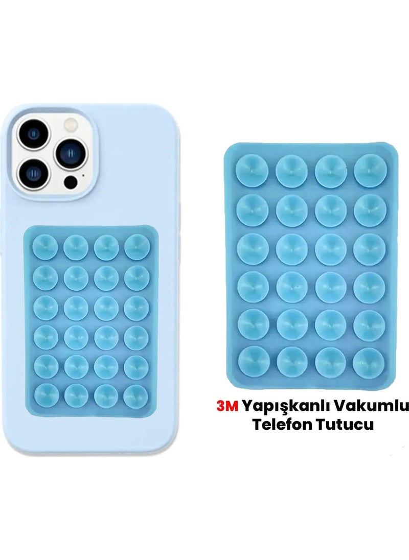 Bilişim Aksesuar Silicone Vacuum Phone Holder, Silicone Adhesive For Mobile Phone, Anti-Slip Suction Cup Phone Holder Blue 