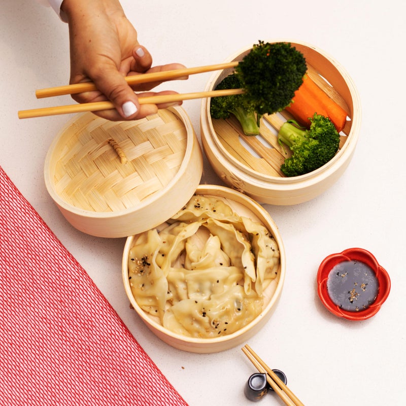 Joyce Chen 2-Tier Bamboo Steamer Baskets, 6-Inch - Image 2
