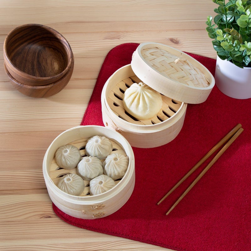 Joyce Chen 2-Tier Bamboo Steamer Baskets, 6-Inch - Image 4