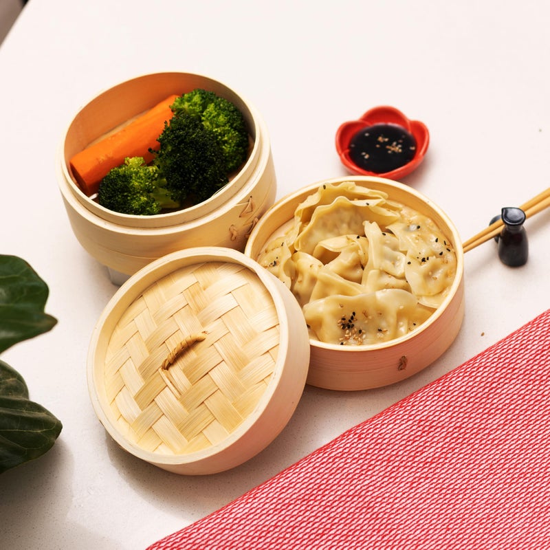 Joyce Chen 2-Tier Bamboo Steamer Baskets, 6-Inch - Image 3