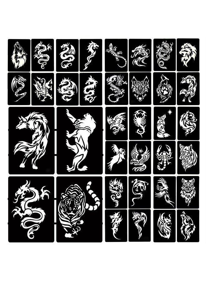 Leoars Animal Temporary Tattoo Stencils, Semi Permanent Tattoo Tattoo Stencil Fake Tattoos for Men Women Body Art, 6-Sheet - Image 1
