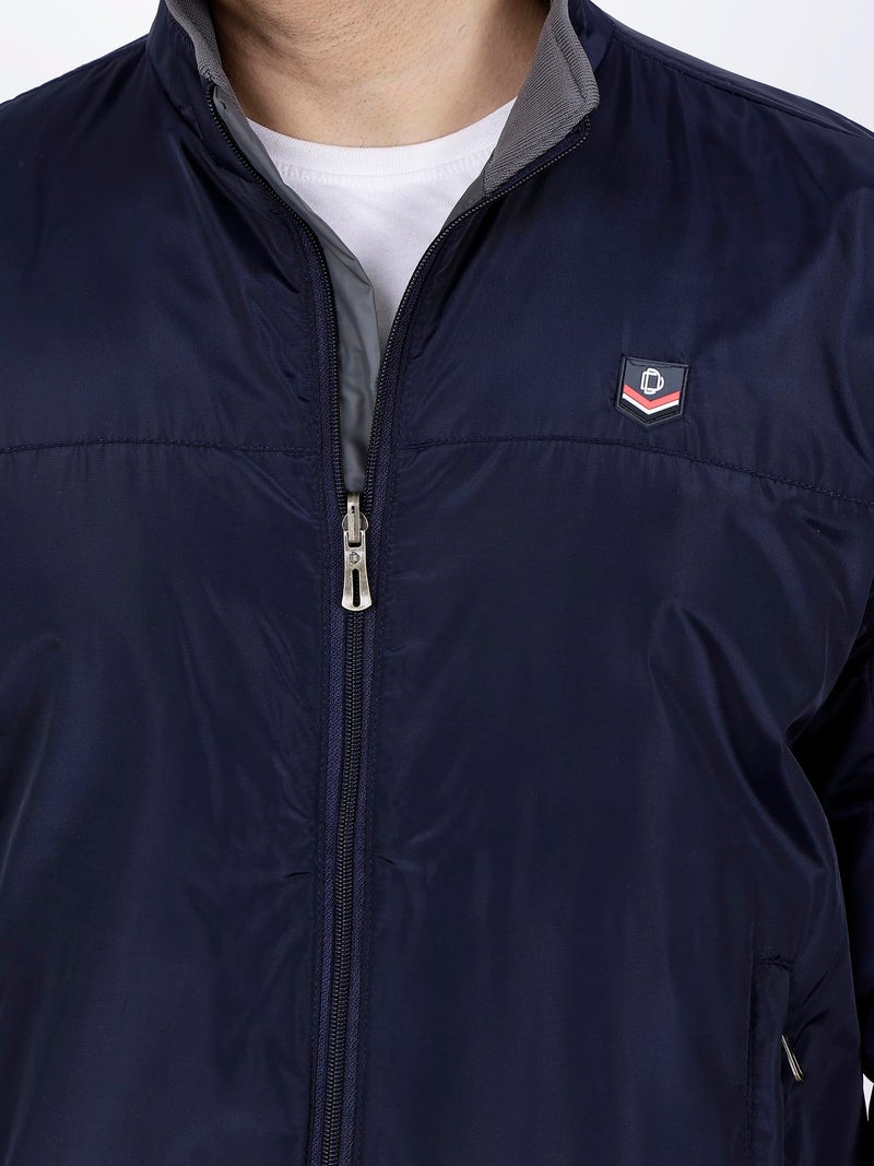 Dollar Jacket For Men Casual Zipper Bomber For Winter In Navy Blue - Image 4