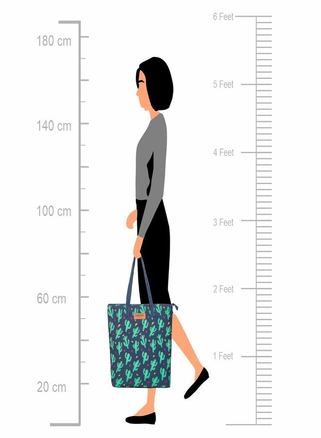 ASTRID Cactus Print Tote Bag For Girls With Zipper - Image 5