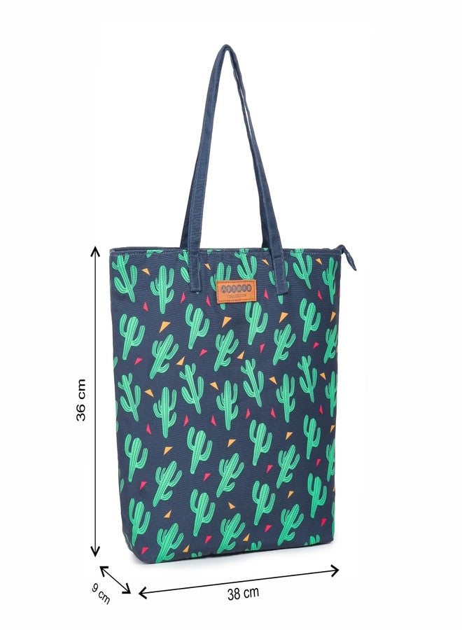 ASTRID Cactus Print Tote Bag For Girls With Zipper - Image 3
