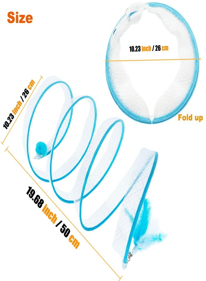 CATENEED Self Play Cat Hunting Spiral Tunnel Toy, Folded Cat Spring Tunnel Toys for Indoor Cats (Blue) - Image 3