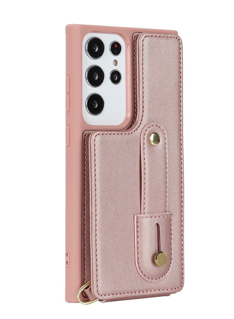 Suteni Back Cover Wristband Card Slots Leather Phone Case for Samsung - Image 1
