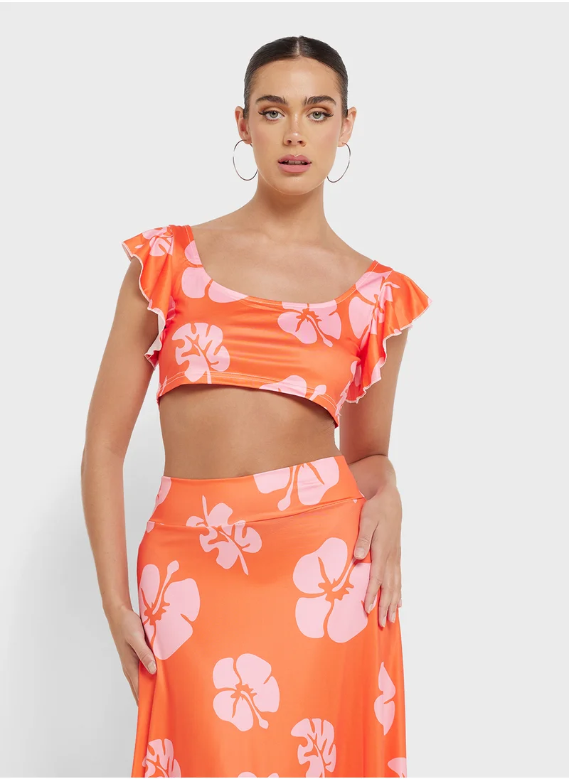 Ginger Floral Print Crop Top & Maxi Skirt Set