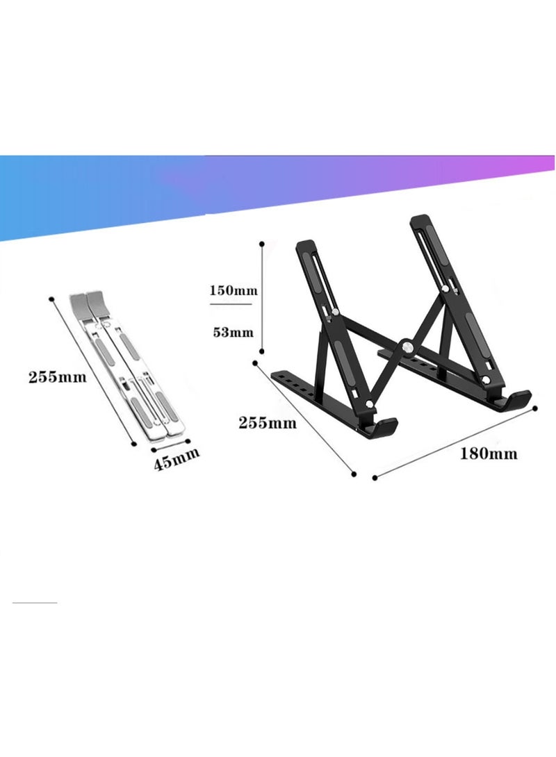 Laptop Stand, Laptop Stand Stand Stand, Tablet Stand, 6-Angle Adjustable Aluminum Ergonomic Foldable Portable Desktop Stand, Compatible With 10-15.6 Inches, Black - Image 2