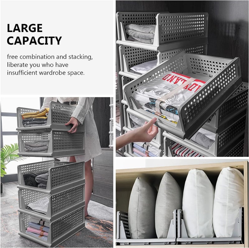 SpaceOrganizer Foldable And Stackable Closet Organizer Drawer 2PCSSMALL 3PCSLARGE Grey - Image 4