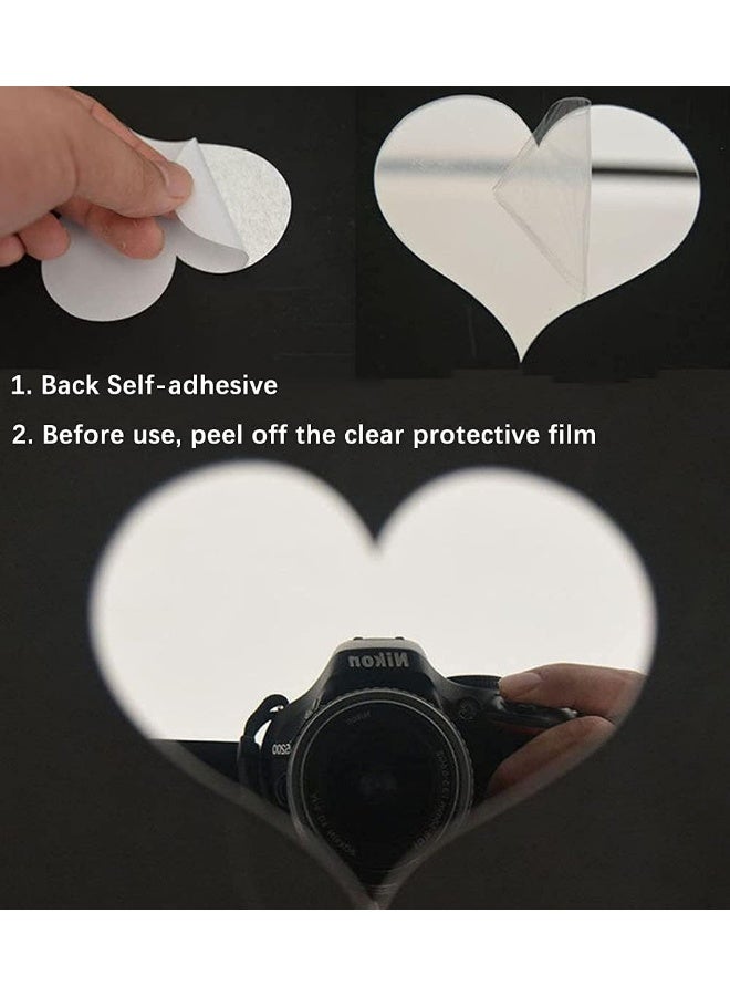 TPGP Mirror Wall Stickers, 3D Crystal Love Heart Acrylic DIY Art Wall Decals Home Living Room Bathroom TV Background Decor (Silver)  - Image 3