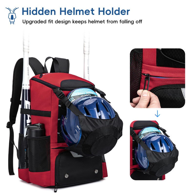 KAVIGOR Baseball Bag for Youth and Adult, Softball Backpack 40L Large Capacity, Bat Backpack with Shoes Compartment and Hidden Helmet Holder - Image 2