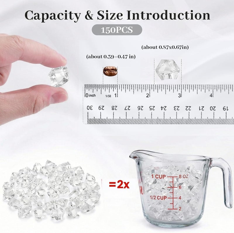 DomeStar Fake Ice, 150PCS Fake Diamonds, Plastic Diamonds Acrylic Rocks Vase Fillers for Centerpieces Wedding Party Table Scatter Food Display - Image 2