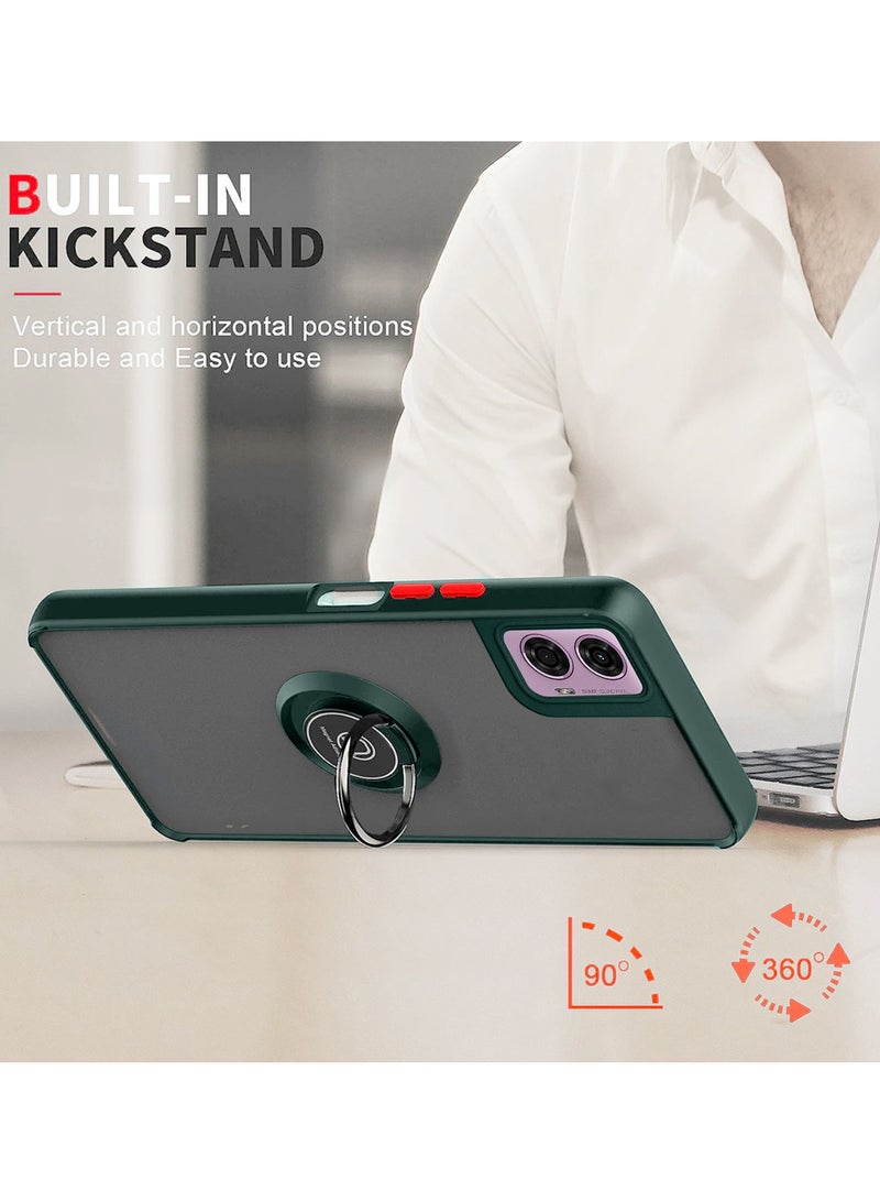 Wtech Motorola Moto G24 Power 4G 2024 Finger Grip Magnetic Hold Kickstand Ring Finger with Built-in Iron Case Cover - Dark Green - Image 4