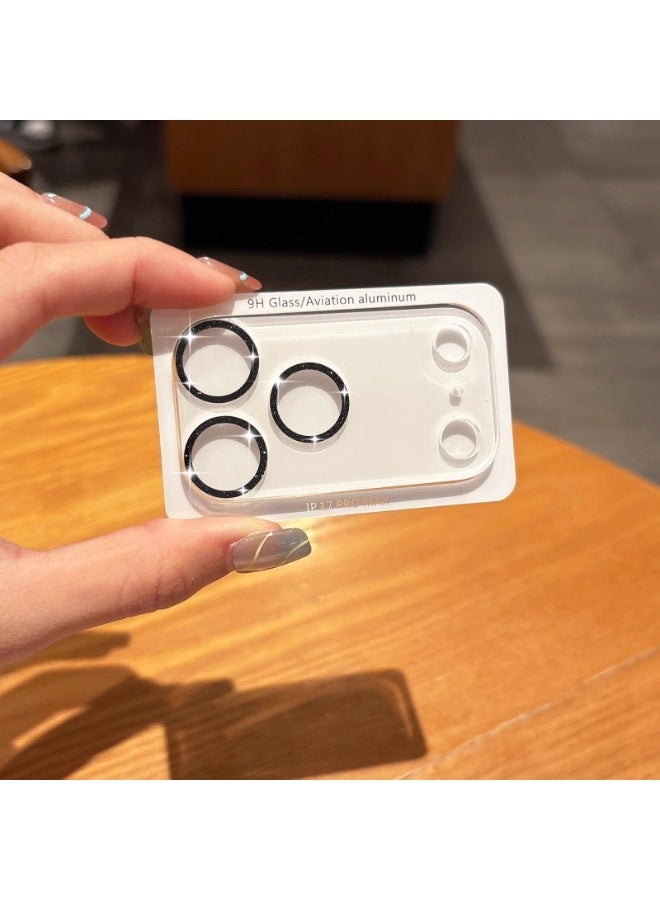 Camera Lens Protector Ultra HD Clear for iPhone 17 Pro Max, Anti-Scratch, Easy Installation, Sparkle and flash, No-Residue Adhesive, Compatible with Most Cases, Ultra-thin Tempered Glass, 1 Pack - Black with glitter - Image 2