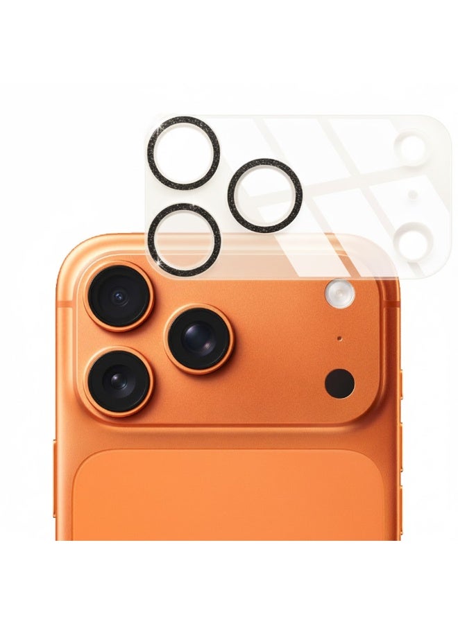 Camera Lens Protector Ultra HD Clear for iPhone 17 Pro Max, Anti-Scratch, Easy Installation, Sparkle and flash, No-Residue Adhesive, Compatible with Most Cases, Ultra-thin Tempered Glass, 1 Pack - Black with glitter - Image 1