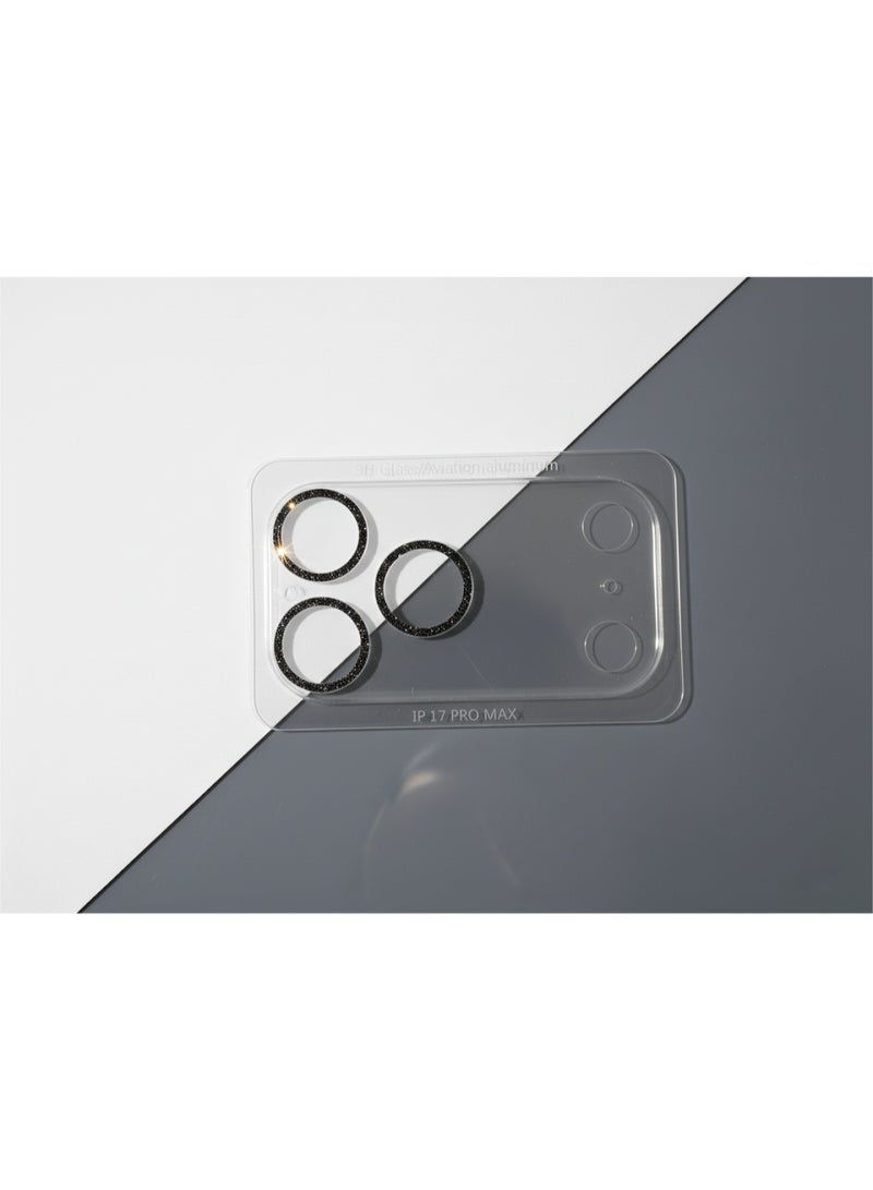 Camera Lens Protector Ultra HD Clear for iPhone 17 Pro Max, Anti-Scratch, Easy Installation, Sparkle and flash, No-Residue Adhesive, Compatible with Most Cases, Ultra-thin Tempered Glass, 1 Pack - Black with glitter - Image 4