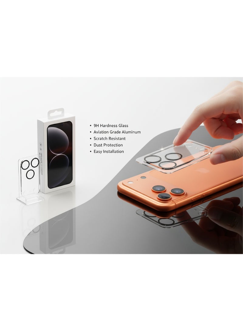 Camera Lens Protector Ultra HD Clear for iPhone 17 Pro Max, Anti-Scratch, Easy Installation, Sparkle and flash, No-Residue Adhesive, Compatible with Most Cases, Ultra-thin Tempered Glass, 1 Pack - Black with glitter - Image 3